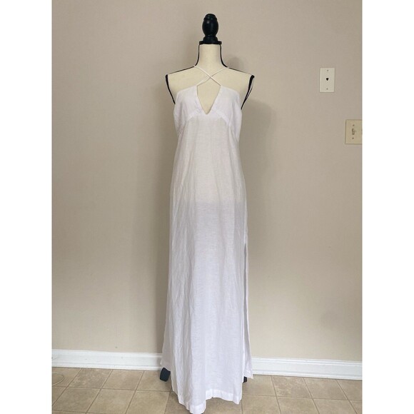 J Crew Cross Back Linen Cotton Beach Slip Maxi White Dress NWT Size S Small - Picture 3 of 7